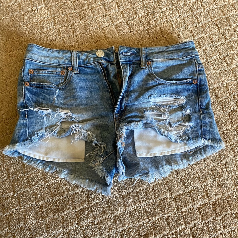 American Eagle distressed denim stretch shorts